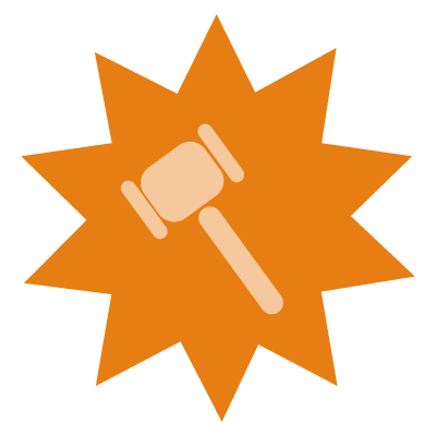 RAD Icon Gavel Starburst Gold 400px